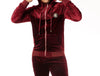 Mens Designer Stacy Adams Embossed Velvet Track Suit Slim Fit Burgundy  w/Hoody 2606