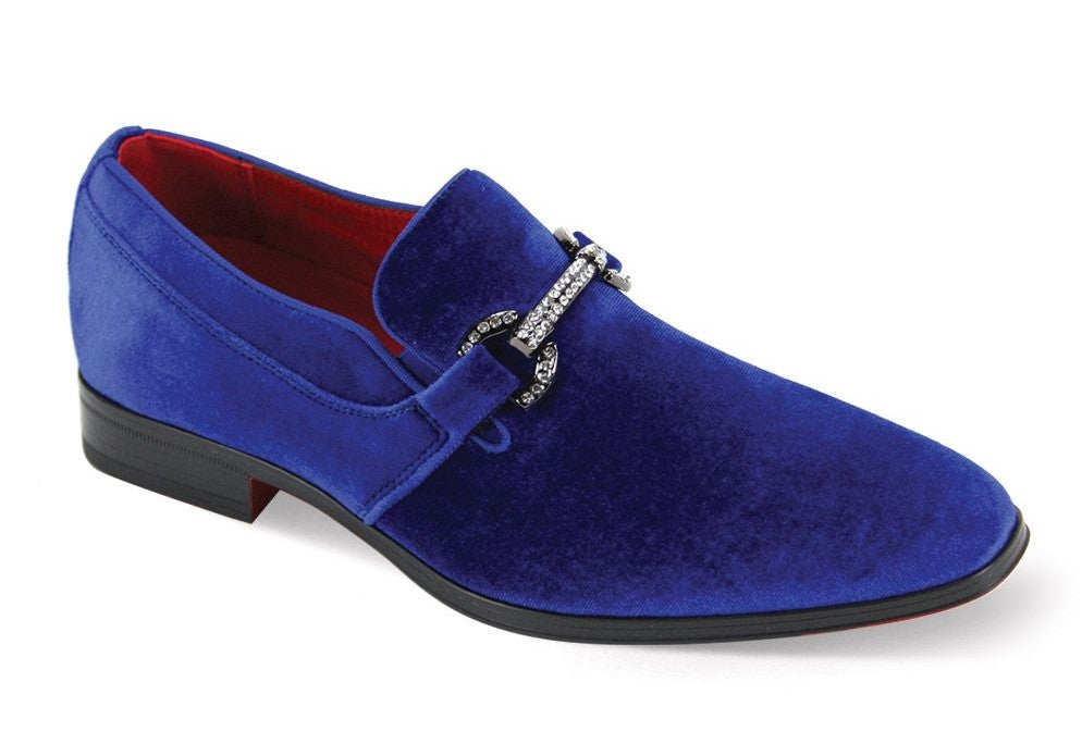 Mens Royal Blue Elegance Velvet Dress Loafers Sparkly Buckle After Midnight 7008 13