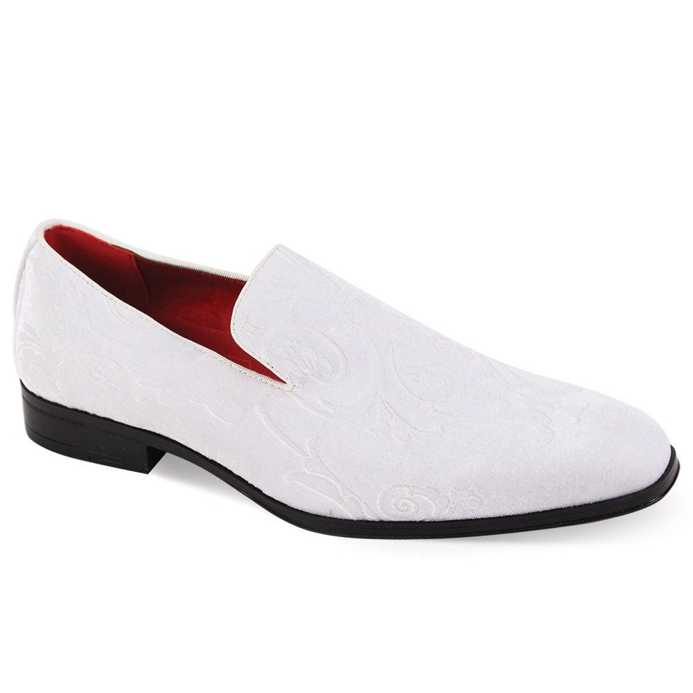 Mens White Baroque Embossed Velvet Dress Loafers Shoes Wedding Prom After Midnight 7017 10.5