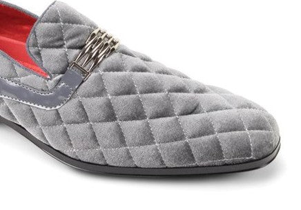 Mens Gray Silver Diamond Quilt Velvet Formal Dress Shoes After Midnight 7045 Mens Gray Silver Diamond Quilt Velvet Formal Dress Shoes After Midnight 7045