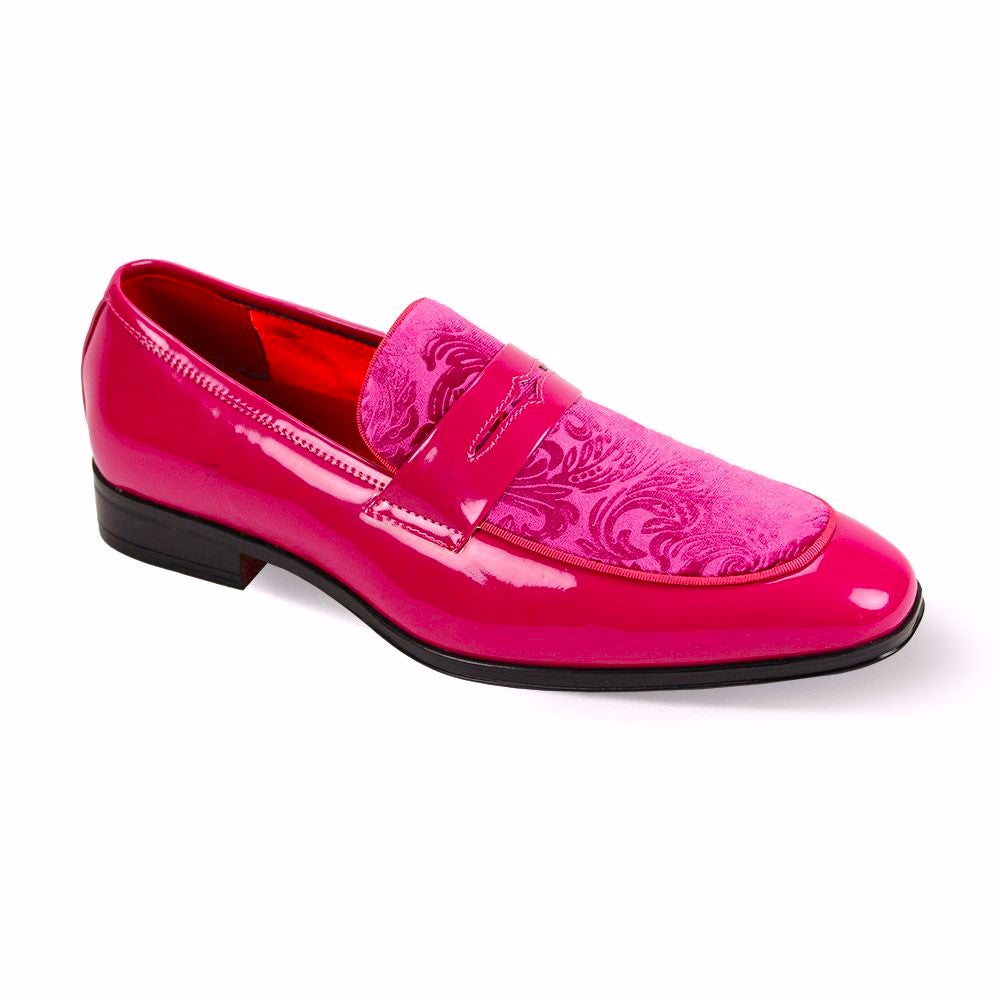 Mens Hot Pink Fuschia Embossed Velvet Patent Leather Dress Shoes After Midnight 7048