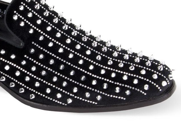 black spike dress shoes Mesa Black Spiked Loafers