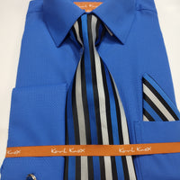 Mens Royal Blue French Cuff Dress Shirt + Paisley Tie Karl Knox SX4520