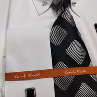 Mens White Elegant Collar Bar French Cuff Dress Shirt + Tie Karl Knox SX4515