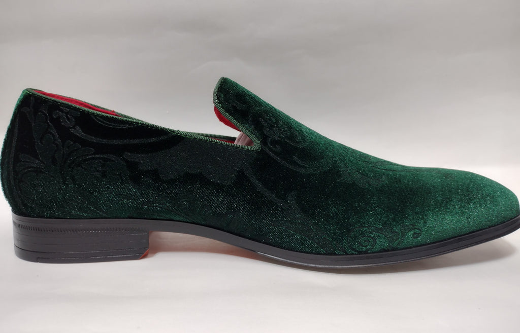 Mens Hunter Green Baroque Embossed Velvet Dress Loafers Shoes After Midnight 7017 8 Mens Hunter Green Baroque Embossed Velvet Dress Loafers Shoes After Midnight 7017 8