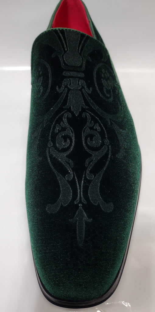 Mens Hunter Green Baroque Embossed Velvet Dress Loafers Shoes After Midnight 7017 13 Mens Hunter Green Baroque Embossed Velvet Dress Loafers Shoes After Midnight 7017 13
