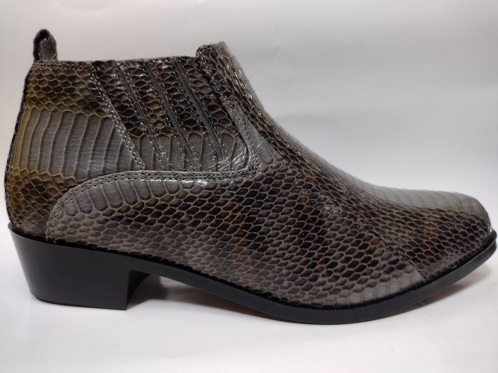 Mens Grey Gray Snake Print Cuban Heel Zipper Boots Antonio Cerrelli 5159 10.5