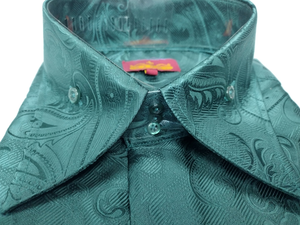 Mens Sophisticated Emerald Green Paisley High Fashion Shirt Sangi Sorrento Coll. 3013 6XL Mens Sophisticated Emerald Green Paisley High Fashion Shirt Sangi Sorrento Coll. 3013 6XL