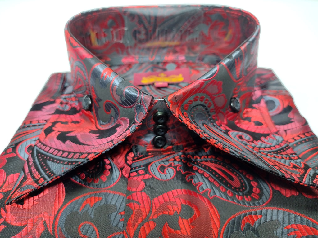 Mens Elegant Red Black Gray Paisley Fashionable Shirt SANGI SORRENTO C | Nader Fashion Las Vegas Mens Elegant Red Black Gray Paisley Fashionable Shirt SANGI SORRENTO C | Nader Fashion Las Vegas