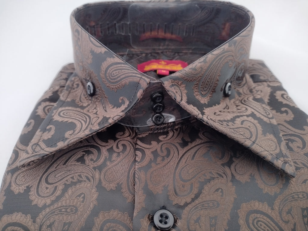 Mens Stunning Chocolate Brown Black Paisley Woven Shirt SANGI SORRENTO | Nader Fashion Las Vegas Mens Stunning Chocolate Brown Black Paisley Woven Shirt SANGI SORRENTO | Nader Fashion Las Vegas