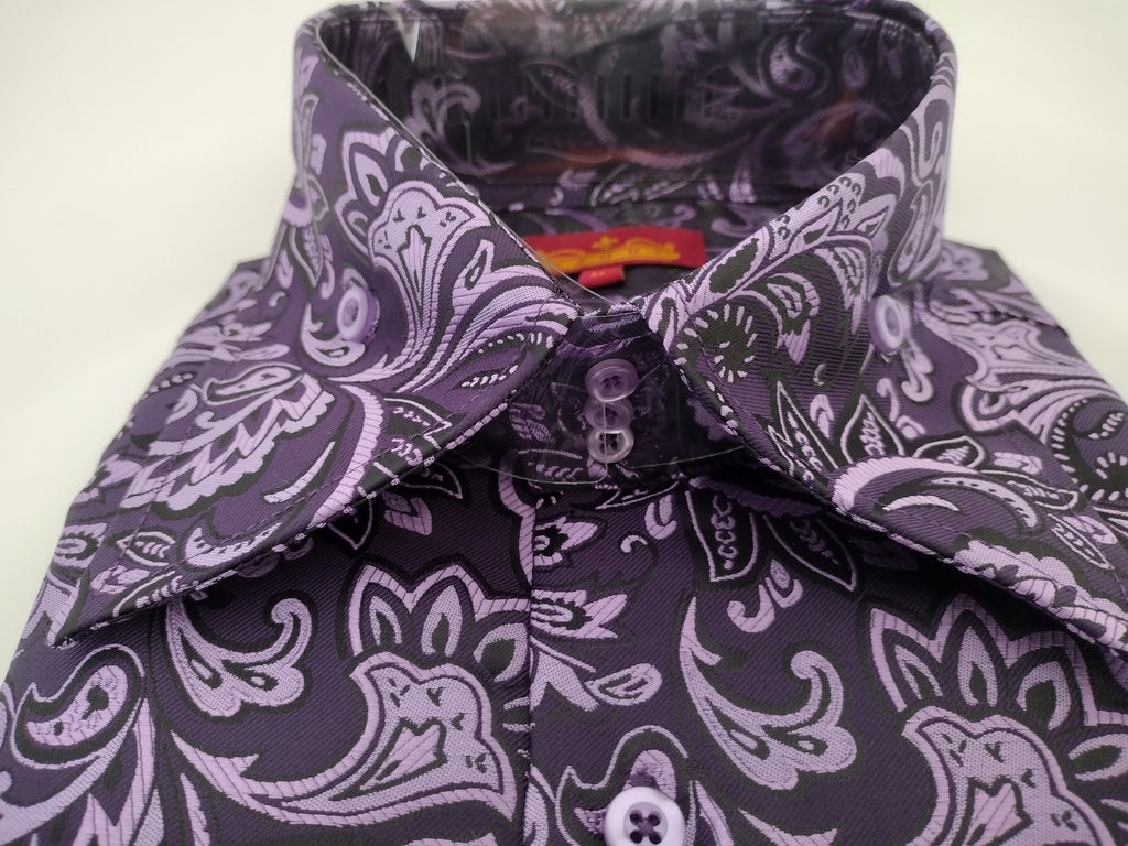 mens purple paisley dress shirt Purple Paisley Luxury Dress Shirt M