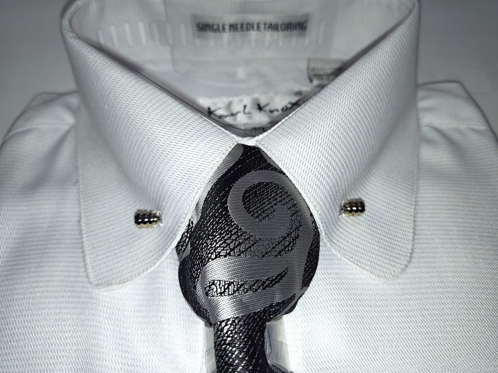 Mens White Eyelet Collar Bar French Cuff Dress Shirt + Tie Set Karl Knox SX4543 3XL 19.5" Collar - 36/37" Sleeve Mens White Eyelet Collar Bar French Cuff Dress Shirt + Tie Set Karl Knox SX4543 3XL 19.5" Collar - 36/37" Sleeve