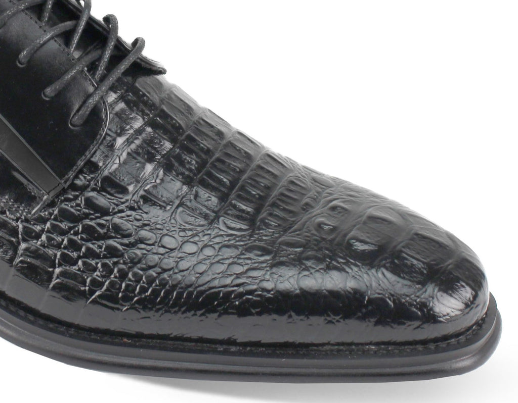 Giovanni Mason Croco Print Leather Dress Shoes | Premium Men's Footwear Black / 13 Giovanni Mason Croco Print Leather Dress Shoes | Premium Men's Footwear Black / 13