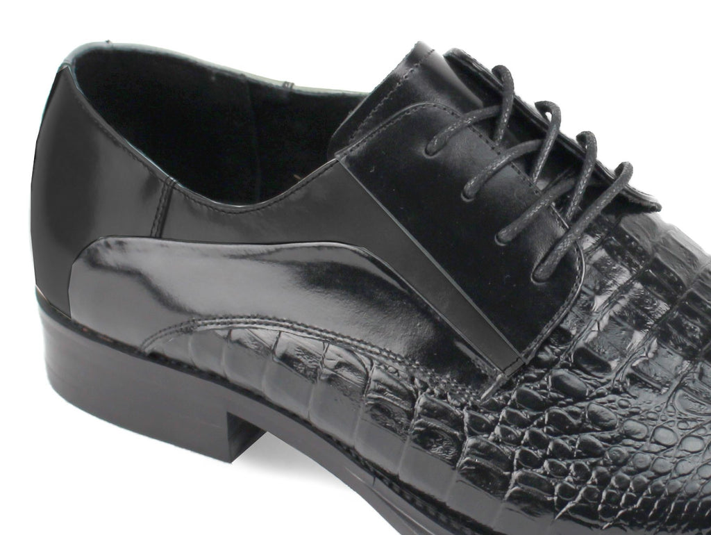 Giovanni Mason Croco Print Leather Dress Shoes | Premium Men's Footwear Black / 13 Giovanni Mason Croco Print Leather Dress Shoes | Premium Men's Footwear Black / 13