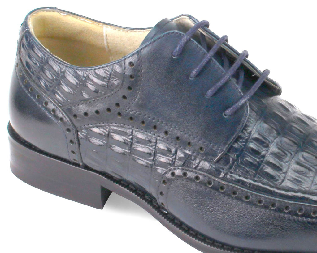 Crocodile Leather Dress Shoes , Blue 