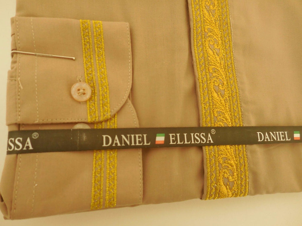 men's collarless dress shirt Mens Collarless Mandarin No Collar Dress Shirt Taupe Bright Gold DS3112C 2XL 18.5-34/35