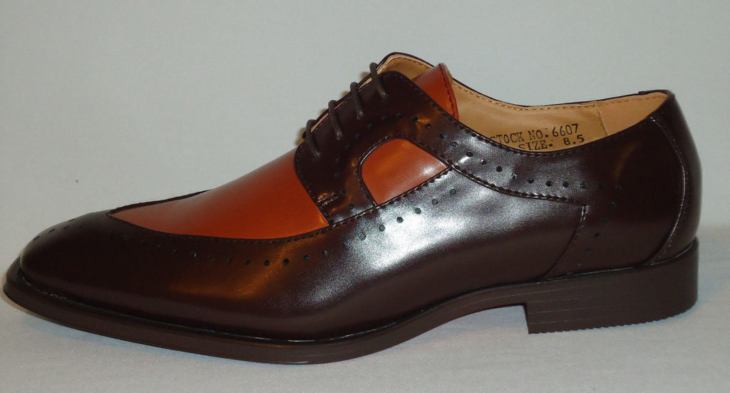 Mens Sophisticated Rich Brown Cognac Wingtip Dress Shoes Antonio Cerrelli 6607