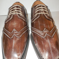 Mens Taupe Distressed Vintage Style Wingtip Dress Shoes Antonio Cerrelli 6533 - Nader Fashion Las Vegas