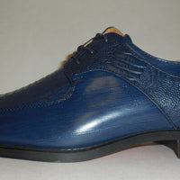 Mens Navy Blue Classic Oxfords Exotic Emboss Dress Shoes Antonio Cerrelli 6536 - Nader Fashion Las Vegas