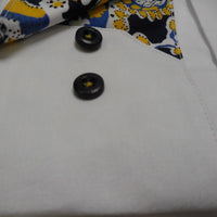 Mens White Cotton Fitted Fashion Shirt w/Blue Paisley Details Suslo Couture M24