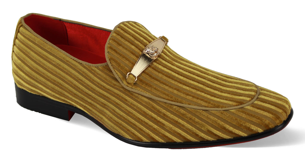 Mens Mustard Gold Corduroy Velvet Loafers Dress Shoes After Midnight 6946 9.5