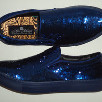Mens Shiny Sparkly Blue Sequin Sneakers Casual Sole After Midnight 6758 S
