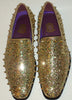 Mens Gold Glitter Stud Formal Slip On Dress Loafers After Midnight 6769 S
