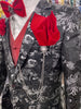 Mens Black Silver Foil Accents Bird of Paradise Jacket Blazer SANGI TUSCANY COLLECTION (Jacket Only)