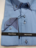 Mens Baby Blue Double Mini-Collar Fitted Shirt Costast Cuff Del Fiore 10/02