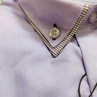 Mens Lavender Double Mini-Collar Fitted Shirt Costast Cuff Del Fiore 10/01