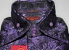 Mens Shiny Purple Bird of Paradise High Collar Cuffed Shirt SANGI TUSCANY P23