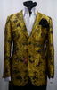 Mens Gold Shiny Metallic Foil Floral Jacket Blazer SANGI MILAN COLLECTION J1036 S