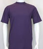 Mens Elegant Silky Purple Mock Neck Dressy T-Shirt