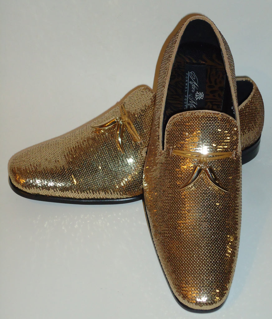 After Midnight Men's Raised Baroque Velvet Dress Loafers Shoes
