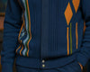 Mens SilverSilk Classy Navy Blue Rust Argyle Knit Zip Jacket w/ Elbow Patch 11009