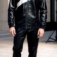 Mens Stacy Adams Black Moto Faux Leather Croco Print Track Suit Slim Fit 2007