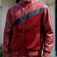 Mens Stacy Adams Burgundy Fig Moto Faux Leather Croco Print Track Suit Slim Fit 2007