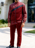 Mens Stacy Adams Burgundy Fig Moto Faux Leather Croco Print Track Suit Slim Fit 2007