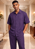 Mens SilverSilk Sophisticated Purple Summer Knit 2-Piece Walking, Leisure Suit 21001