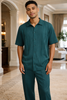 Mens SilverSilk Cool Teal Dressy 2-Piece Knit Walking, Leisure Suit 21001