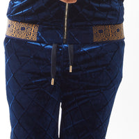 Mens Stacy Adams Velvet Slim Fit Jump Suit Royal Navy Blue Diamond Pattern 2612