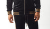 Mens Stacy Adams Velvet Velour Track Suit Textured Black w/Gold Trim 2635