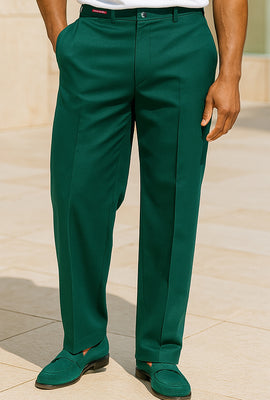 Mens SilverSilk Calvary Dress Slacks Pants Full Cut:  Black Fig Hunter Green Charcoal Cream Rust