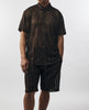 Mens Stacy Adams Chocolate Brown Lace Button Down Shirt + Shorts Set 3866