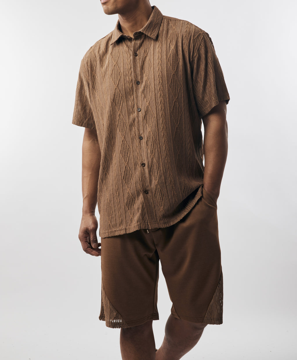 Mens Stacy Adams Lacy See Through Summer Shirt + Shorts Outfit Light B | Nader Fashion Las Vegas Mens Stacy Adams Lacy See Through Summer Shirt + Shorts Outfit Light B | Nader Fashion Las Vegas