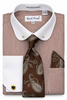 Mens Cocoa Brown Pinstripe Eyelet Collar Bar Dress Shirt + Tie Karl Knox SX4557
