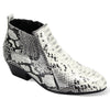 Mens Black White Snake Print Cuban Heel Zipper Boots Antonio Cerrelli 5159