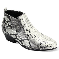 Mens Black White Snake Print Cuban Heel Zipper Boots Antonio Cerrelli 5159