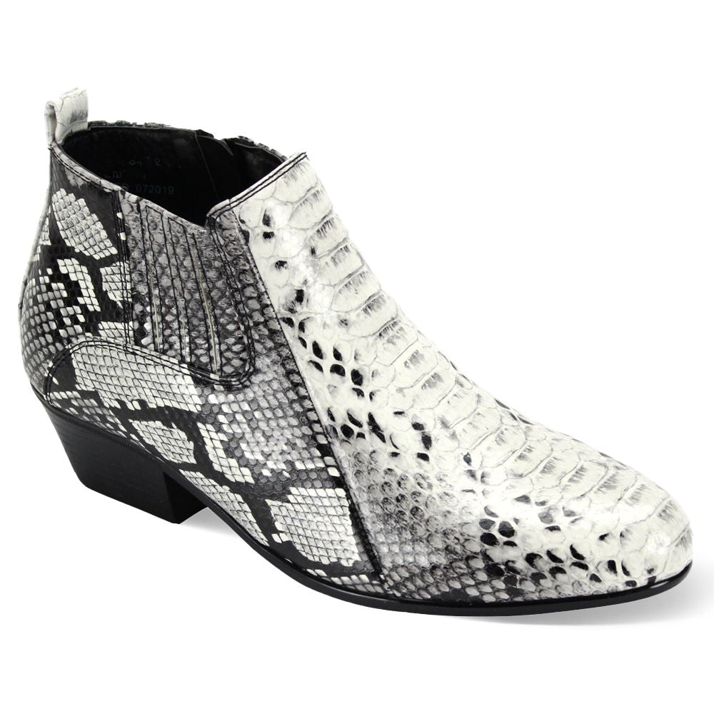 Heren Snakeskin Reliëf Leeglopers van het Leer Retro Puntige Cuban Heel Heren Snakeskin Reliëf Leeglopers van het Leer Retro Puntige Cuban Heel