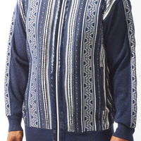 Mens SilverSilk Navy Silver Full Zip Pu Knit Dressy Sport Elegant Jacket 61004